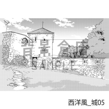 西洋風_背景素材集4（城）_トーン