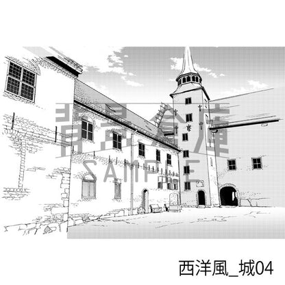 西洋風_背景素材集4（城）_トーン