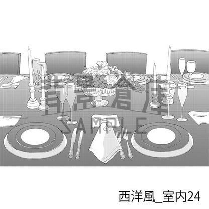 西洋風_背景素材集5（外観 室内 墓地）_トーン