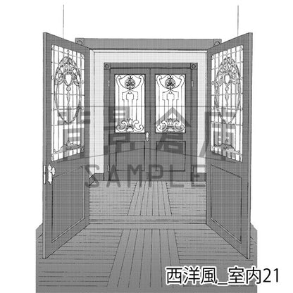 西洋風_背景素材集5（外観 室内 墓地）_トーン