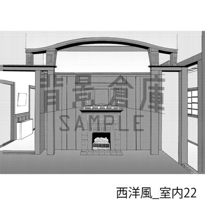 西洋風_背景素材集5（外観 室内 墓地）_トーン