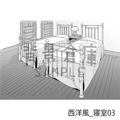 西洋風の寝室（トーンつき）です。