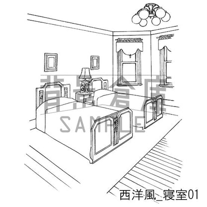西洋風_背景素材集6（寝室）_トーン