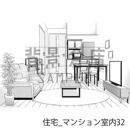 住宅_背景素材集20（マンション室内）_トーン