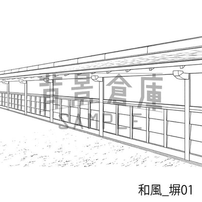 和風_塀01_トーン