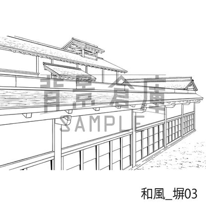 和風_塀03_トーン