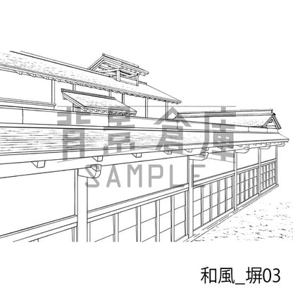 和風_背景素材集2（縁側 塀 門）_トーン