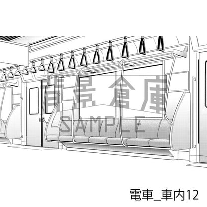 電車_背景素材集3（車内）_トーン