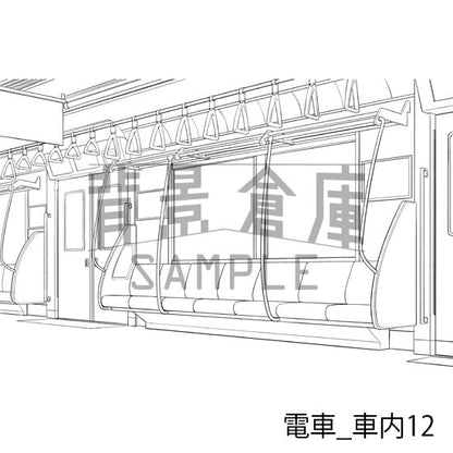 電車_背景素材集3（車内）_トーン