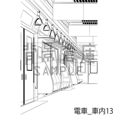 電車_背景素材集3（車内）_トーン