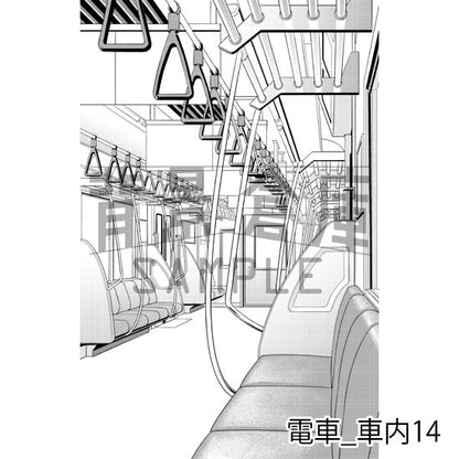 電車_背景素材集3（車内）_トーン