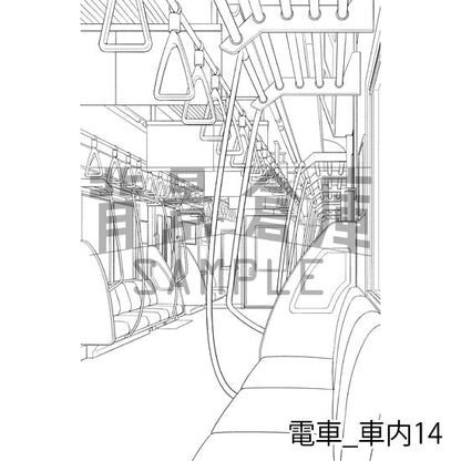 電車_背景素材集3（車内）_トーン