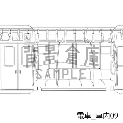 電車_背景素材集3（車内）_トーン