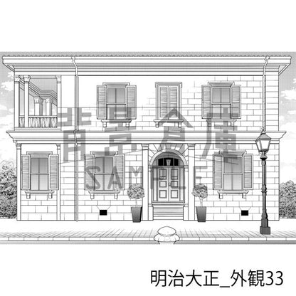 明治大正風の外観（トーンつき）です。