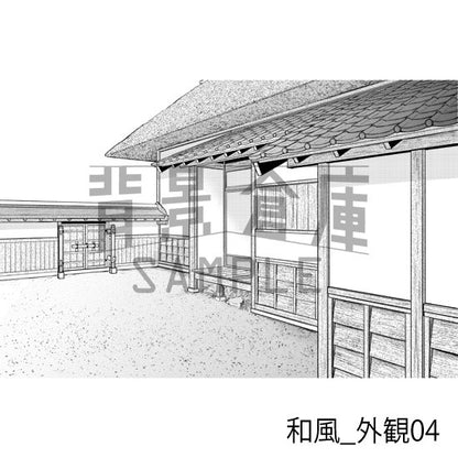 和風_背景素材集3（外観 庭）_トーン