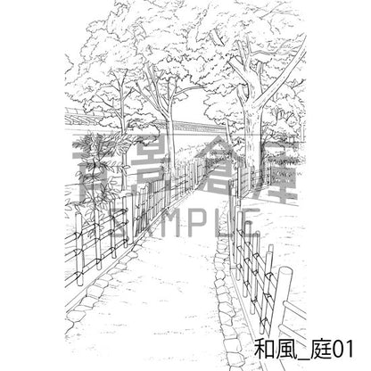 和風_背景素材集3（外観 庭）_トーン