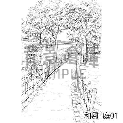 和風_背景素材集3（外観 庭）_トーン