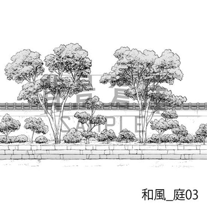 和風_背景素材集3（外観 庭）_トーン