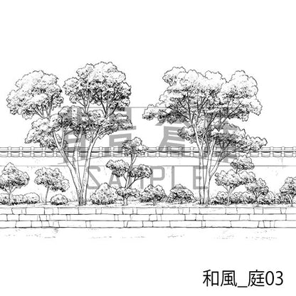 和風_背景素材集3（外観 庭）_トーン