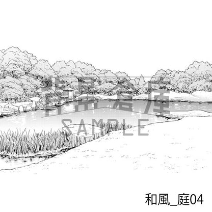 和風_背景素材集3（外観 庭）_トーン