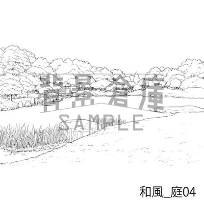 和風_背景素材集3（外観 庭）_トーン