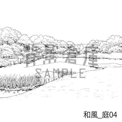 和風_背景素材集3（外観 庭）_トーン