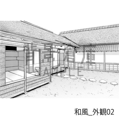 和風_背景素材集3（外観 庭）_トーン