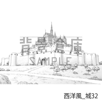 西洋風_背景素材集22（城）_トーン