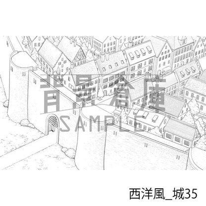 西洋風_背景素材集22（城）_トーン