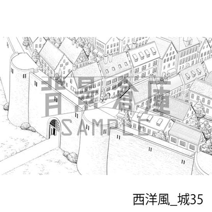 西洋風_背景素材集22（城）_トーン