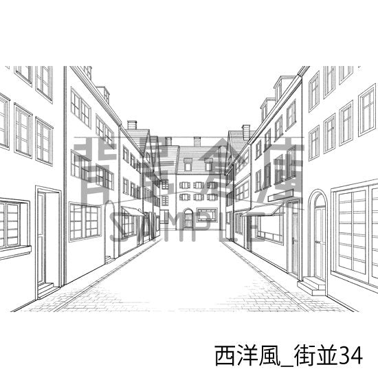 西洋風_背景素材集23（街並）_トーン