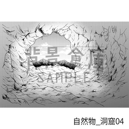 洞窟の背景（トーンつき）です。
