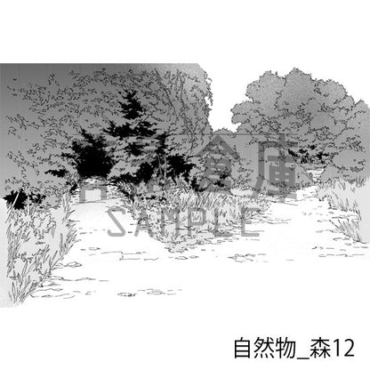 森の背景（トーンつき）です。