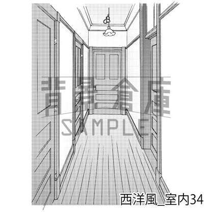 西洋風の室内（トーンつき）です。