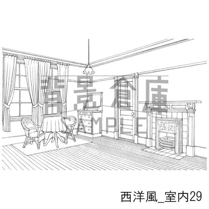 西洋風_背景素材集7（室内）_トーン