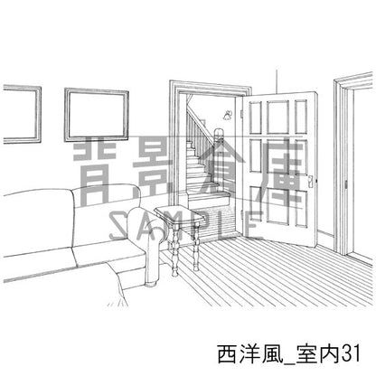 西洋風_背景素材集7（室内）_トーン