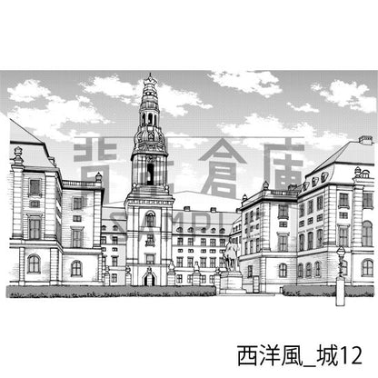 西洋風の城（トーンつき）です。