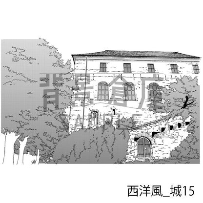 西洋風の城（トーンつき）です。