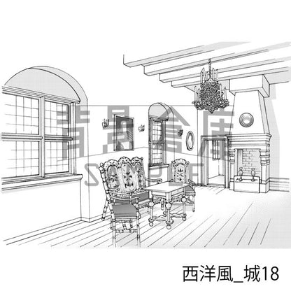 西洋風の城（トーンつき）です。