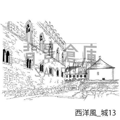 西洋風_背景素材集9（城）_トーン