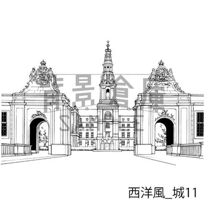 西洋風_背景素材集9（城）_トーン