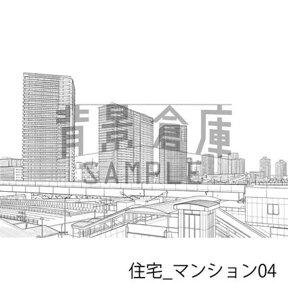 住宅_背景素材集21（マンション外観）_トーン