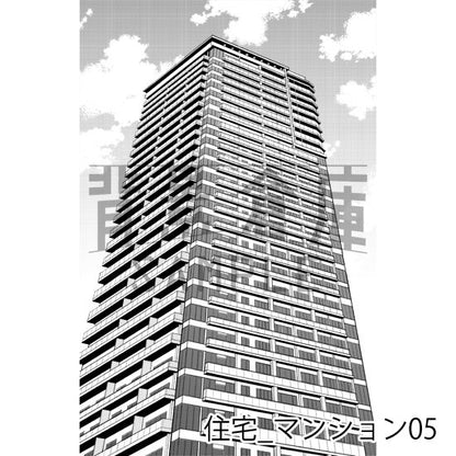 住宅_背景素材集21（マンション外観）_トーン