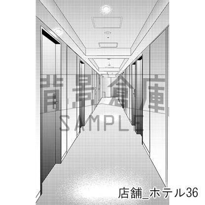 ホテルの背景（トーンつき）です。