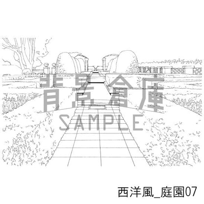 西洋風_背景素材集8（庭園）_トーン