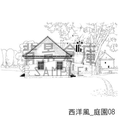 西洋風_背景素材集8（庭園）_トーン