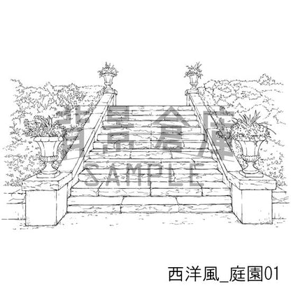 西洋風_背景素材集8（庭園）_トーン