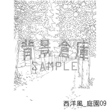 西洋風_背景素材集8（庭園）_トーン