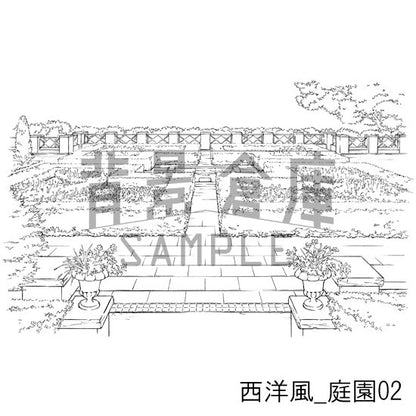 西洋風_背景素材集8（庭園）_トーン
