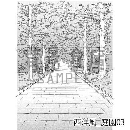 西洋風_背景素材集8（庭園）_トーン